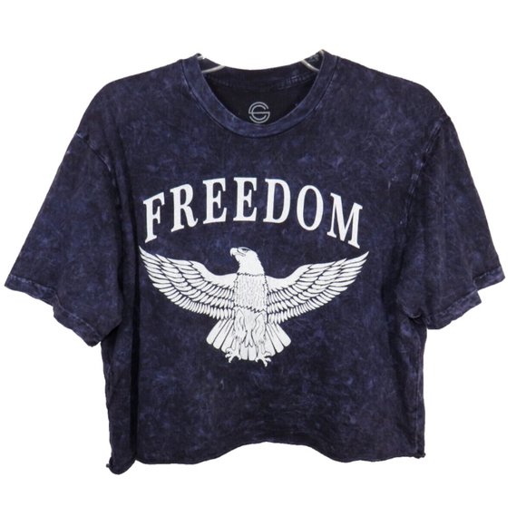 Social Culture Tops - Social Culture Women's Size Medium Eagle FREEDOM Tie Dye Cropped Cotton Tee